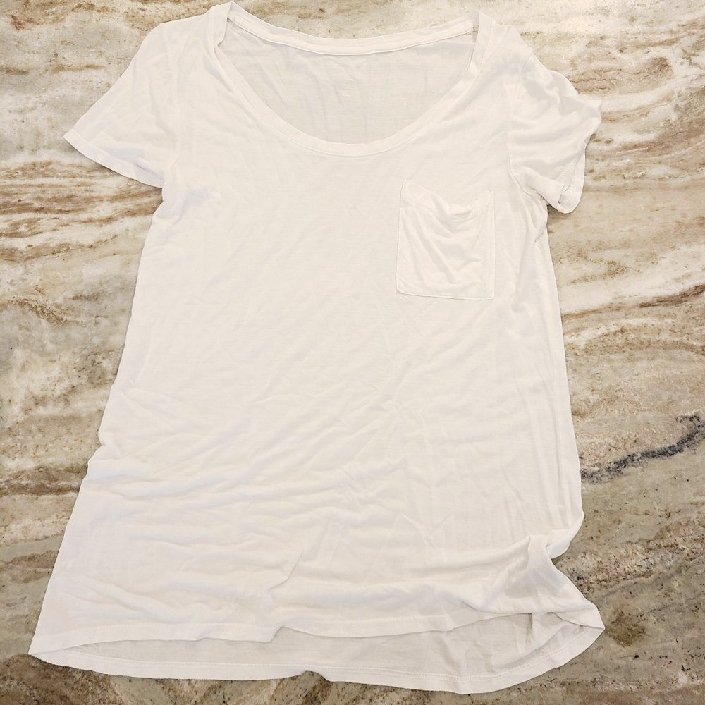 White V-Neck with pocket